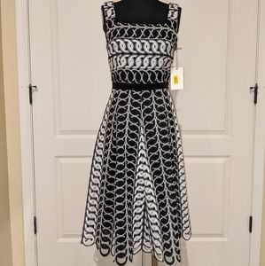 Alex Marie Black and White Embroidered Dress Size 2